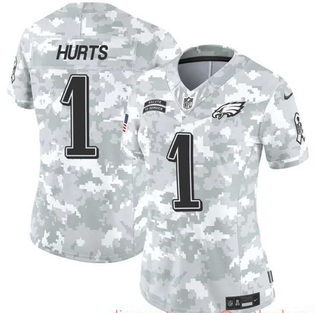 Women%27s Philadelphia Eagles #1 Jalen Hurts 2024 F.U.S.E Arctic Camo Salute To Service Limited Stitched Jersey Dzhi->philadelphia eagles->NFL Jersey
